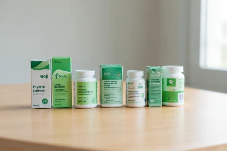 Embalagens de diferentes suplementos vitamínicos dispostas lado a lado.