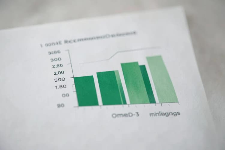 Um gráfico de barras simples mostrando a dosagem diária recomendada de ômega 3 em miligramas.