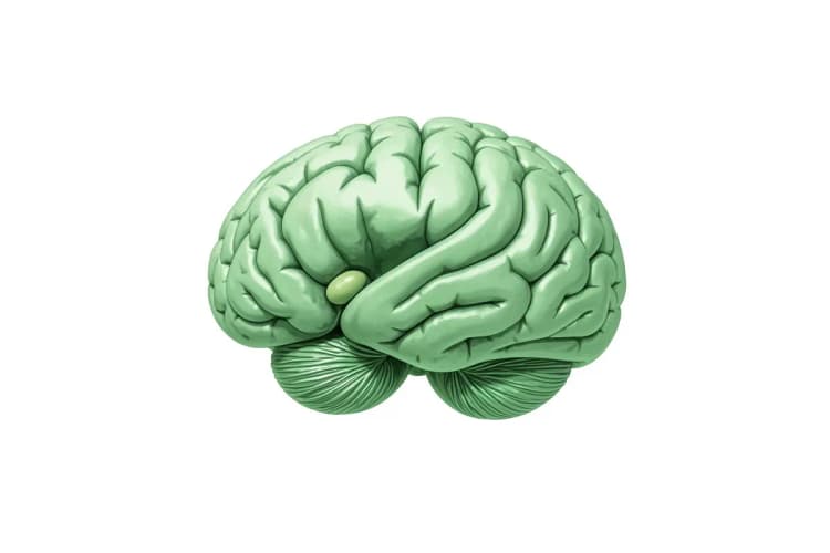 Uma ilustração mostrando a glândula pineal no cérebro humano, com setas indicando a produção de melatonina